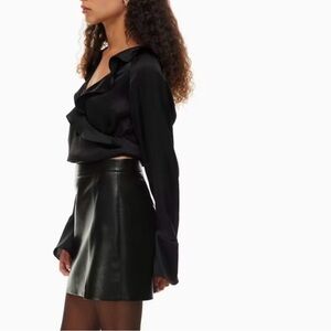 Wilfred Black Mini Leather Skirt